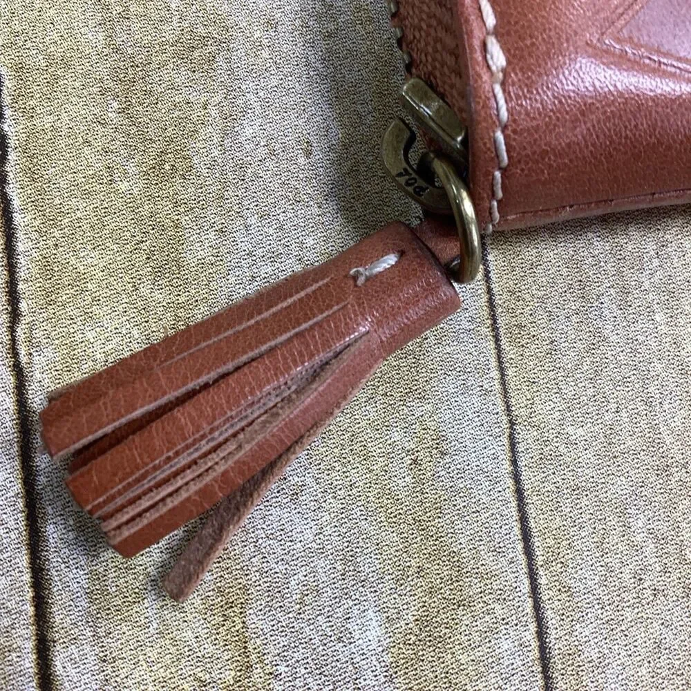 VT Hokies JML Embossed Cowhide Leather Wallet Brown Virginia Tech Zip Around